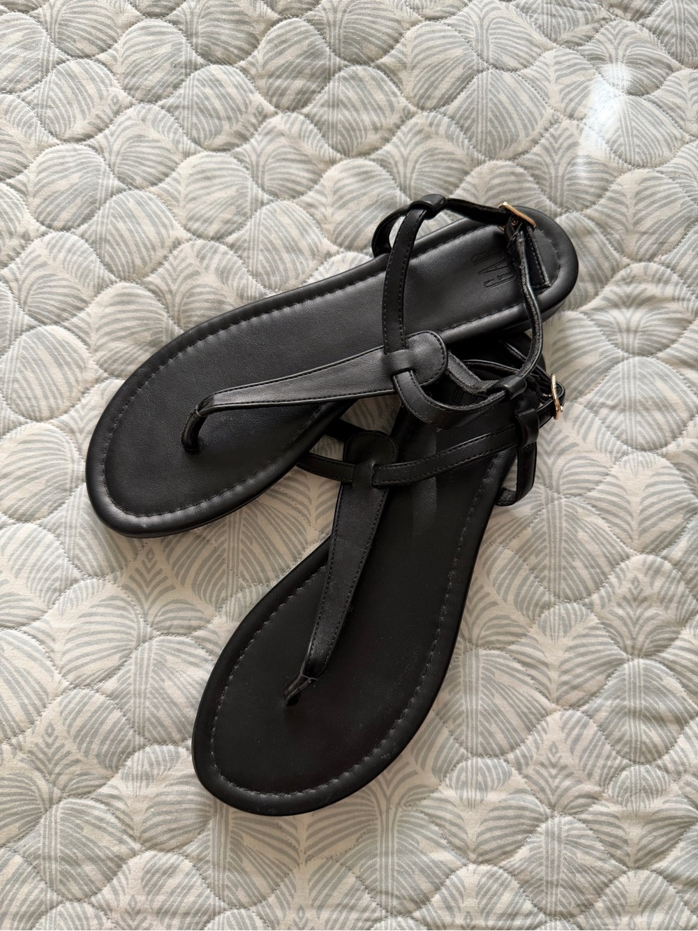 GAP Black T-Strap Women's Sandals with Ankle Strap